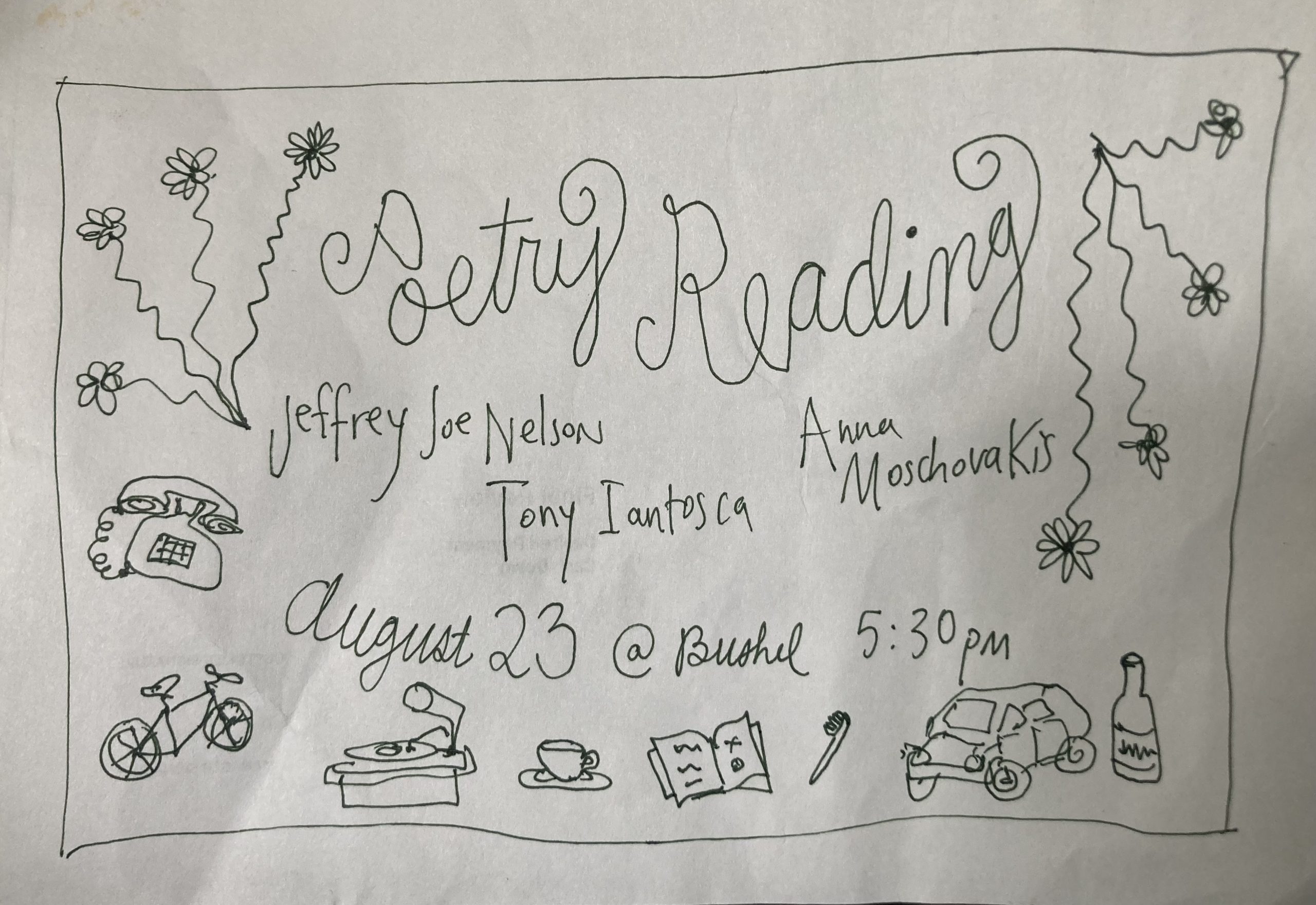 [Poetry Reading] Jeffrey Joe Nelson + Tony Iantosca + Anna Moschovakis