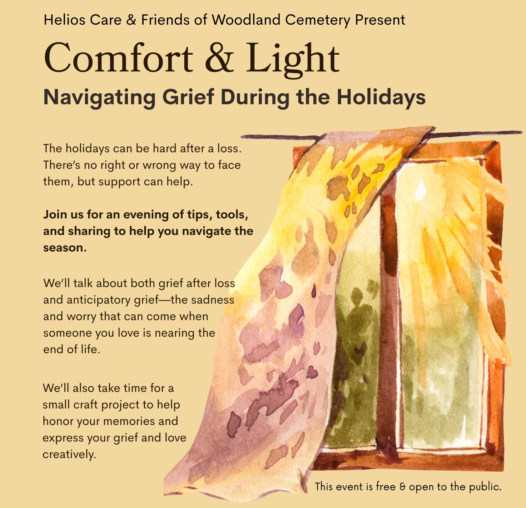 [workshop] Comfort & Light: Navigating Grief During the Holidays, with Helios Care & Friends of Woodland Cemetery